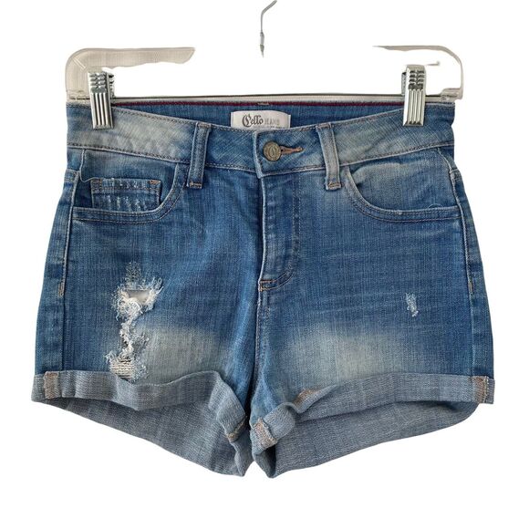 Cello Shorts Denim Womens Small Distressed Light Wash Cuffed - Picture 1 of 6